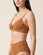 Soft Rib Scoop Bralette - Bronze