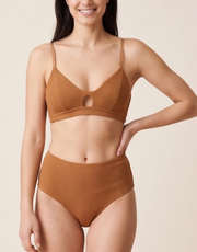 Soft Rib Scoop Bralette - Bronze