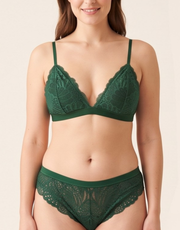 Scallop Lace Triangle Bralette - Forest Green