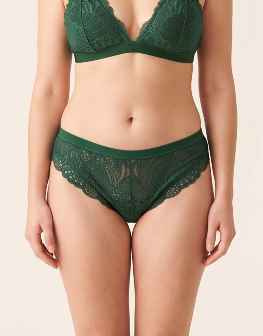Scallop Lace Brief - Forest Green