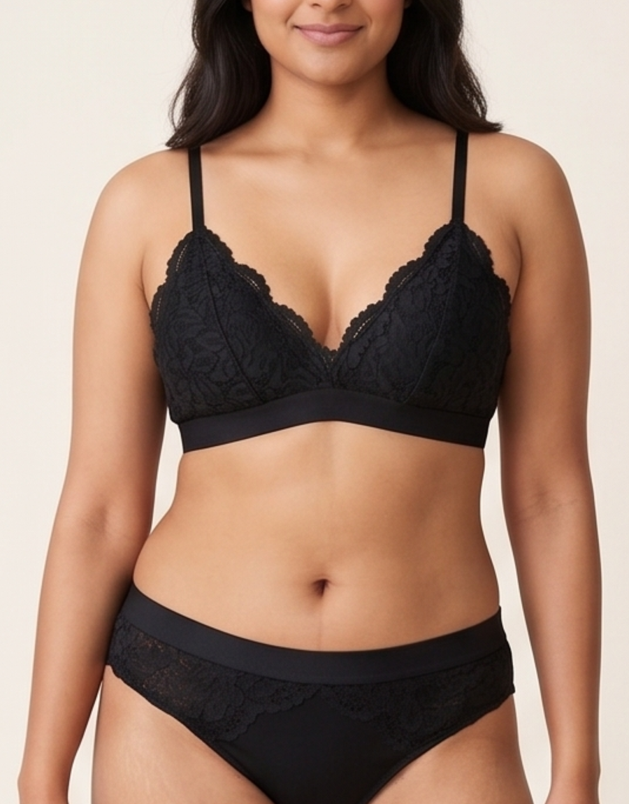 Dream Lace Triangle Bralette - Black