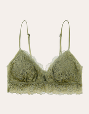 Dainty Lace Scoop Longline Bralette - Olive