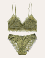 Dainty Lace Bralette Set - Olive