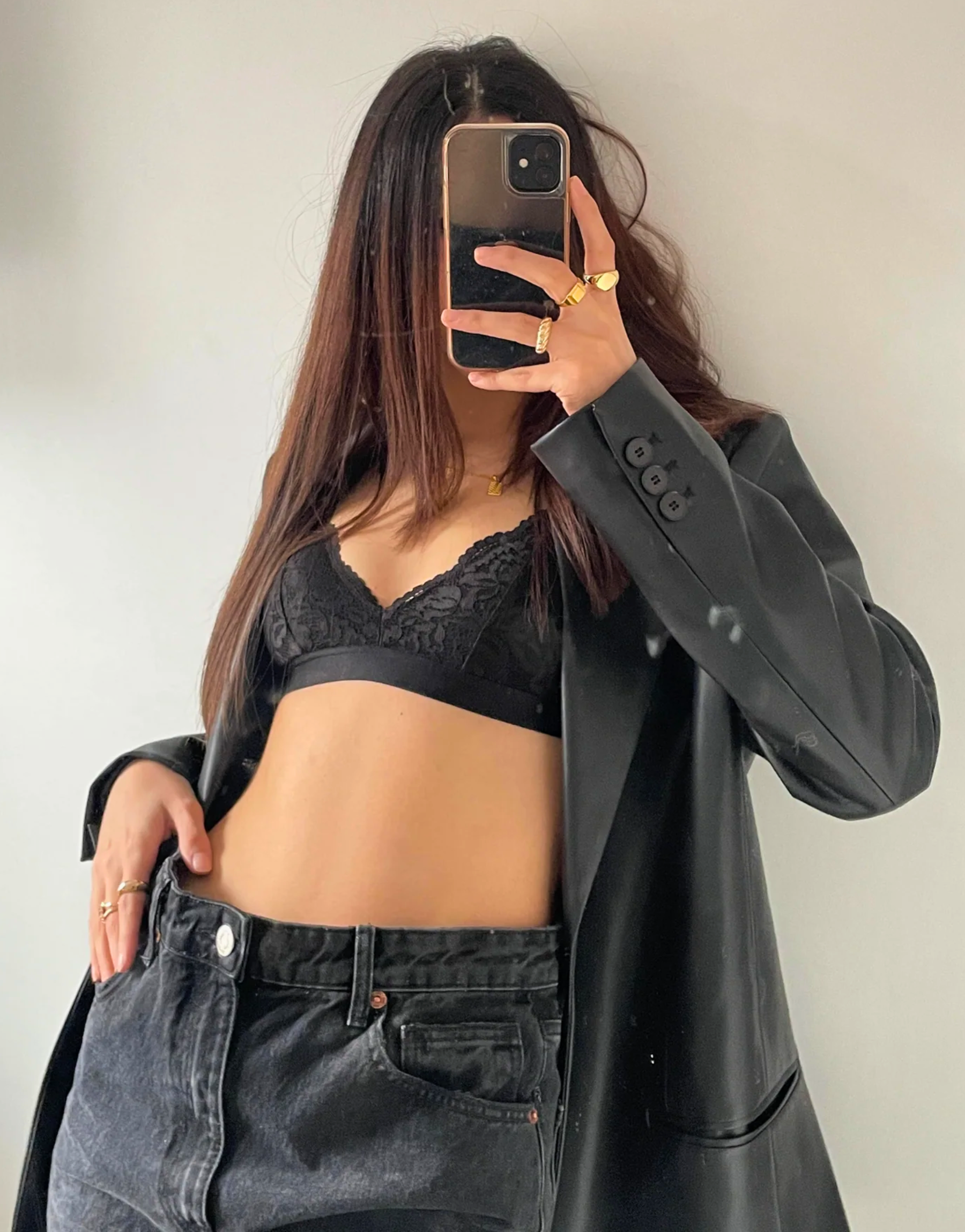 Dream Lace Triangle Bralette - Black