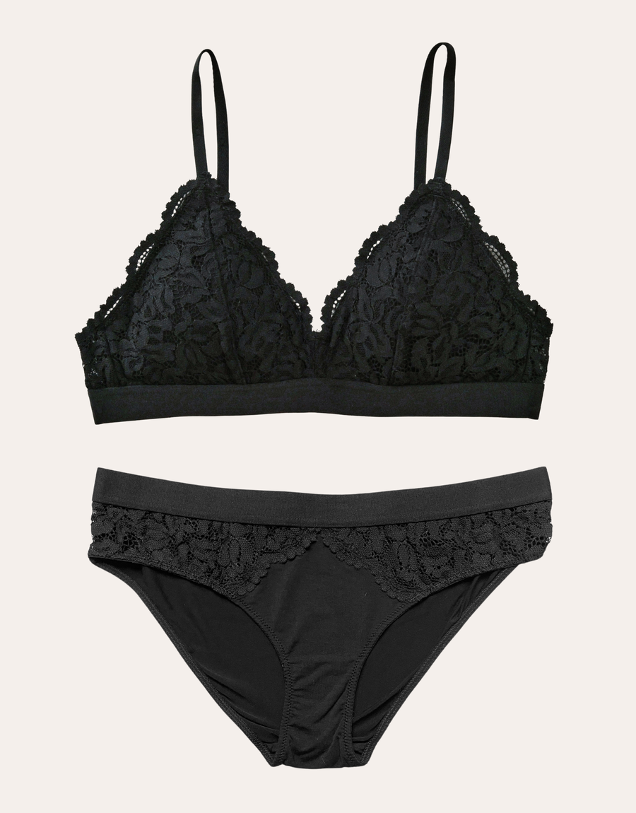 Dream Lace Bralette Set - Black