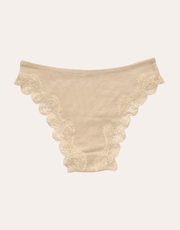 Lace Trim Cheeky - Beige