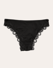 Lace Trim Cheeky - Black