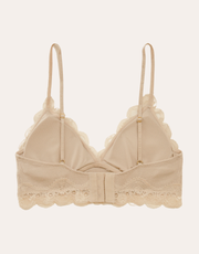 Lace Trim Triangle Bralette - Beige