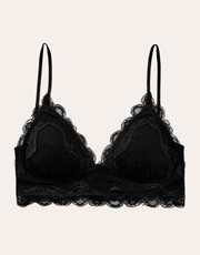 Lace Trim Triangle Bralette - Black