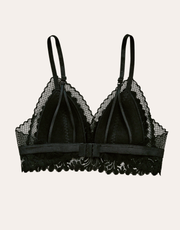 Romantic Lace Triangle Longline Bralette - Black