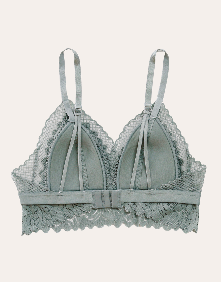 Romantic Lace Triangle Longline Bralette - Mint