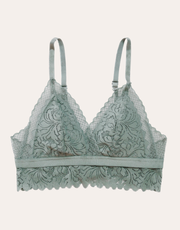 Romantic Lace Triangle Longline Bralette - Mint