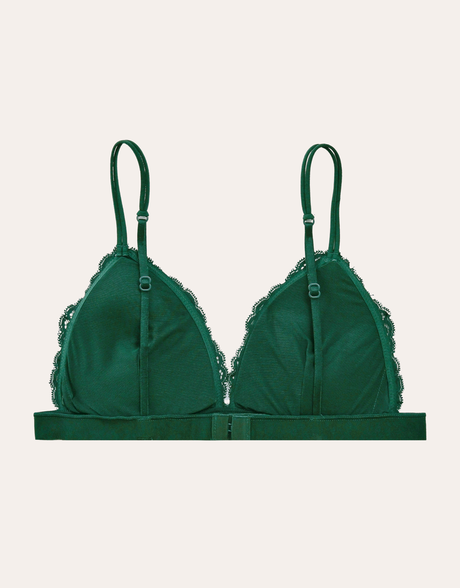 Scallop Lace Triangle Bralette - Forest Green