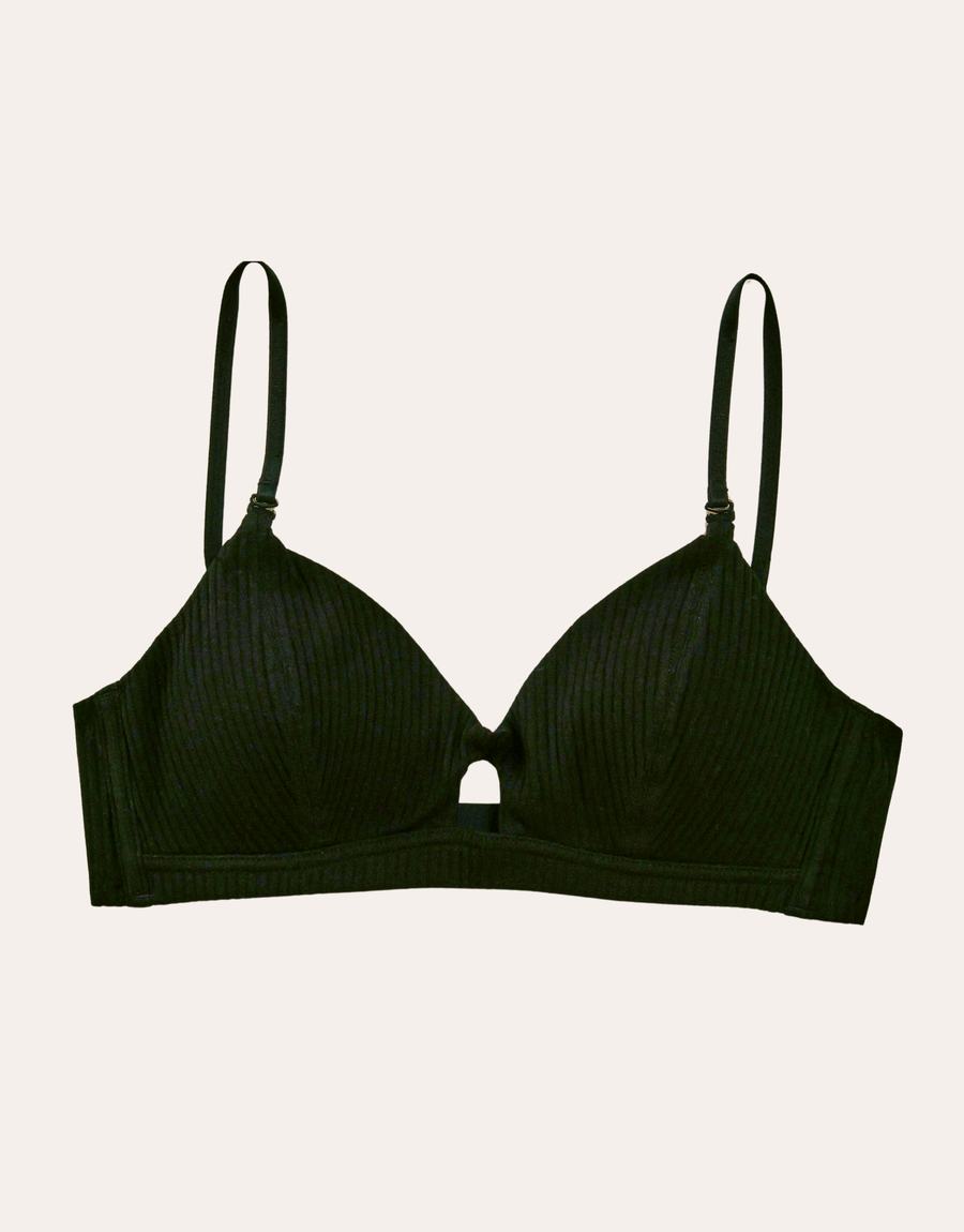 Soft Rib Scoop Bralette - Black