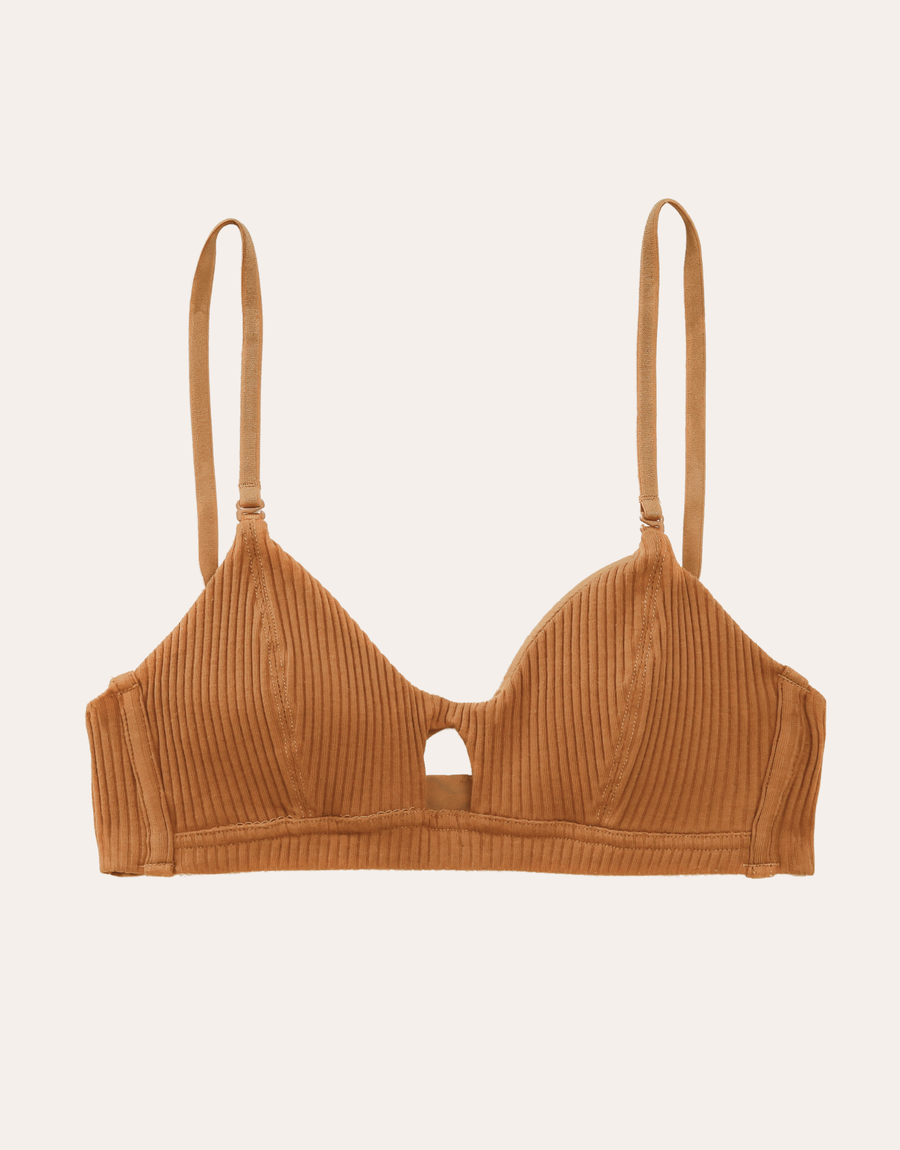 Soft Rib Scoop Bralette - Bronze