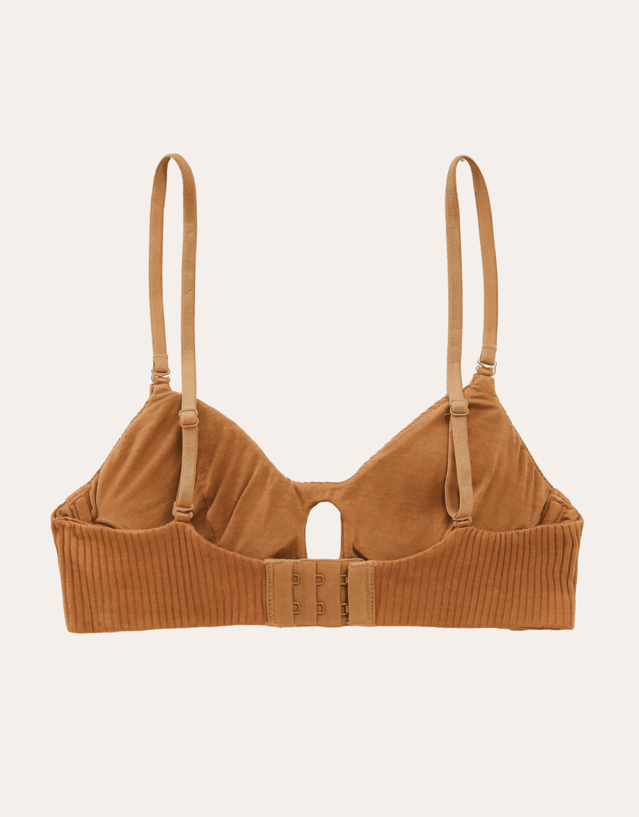 Soft Rib Scoop Bralette - Bronze