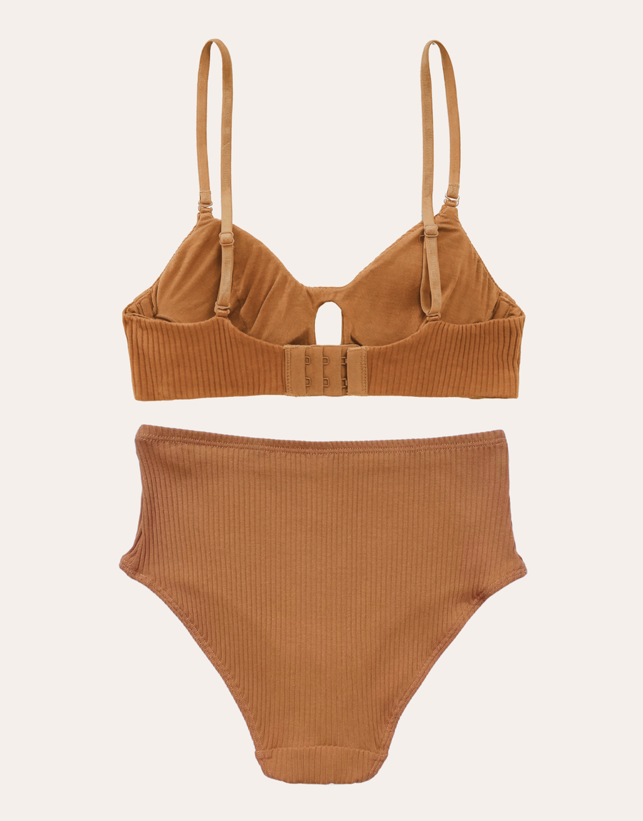 Soft Rib Bralette Set - Bronze