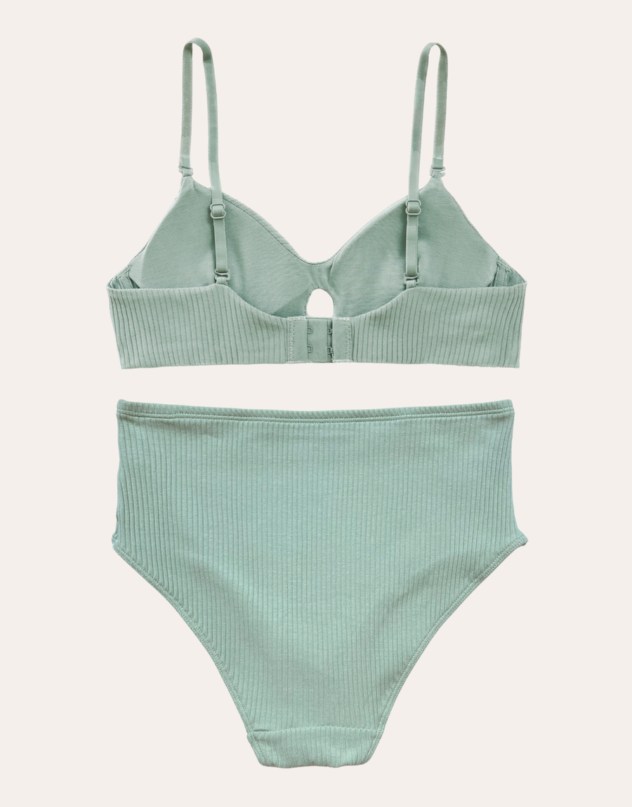 Soft Rib Bralette Set - Mint