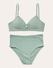 Soft Rib Bralette Set - Mint