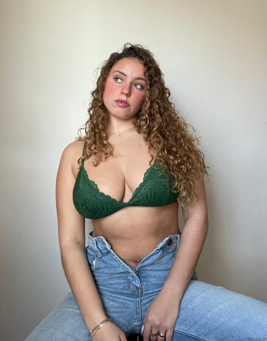 Scallop Lace Triangle Bralette - Forest Green