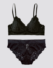 Garden Lace Bralette Set - Black