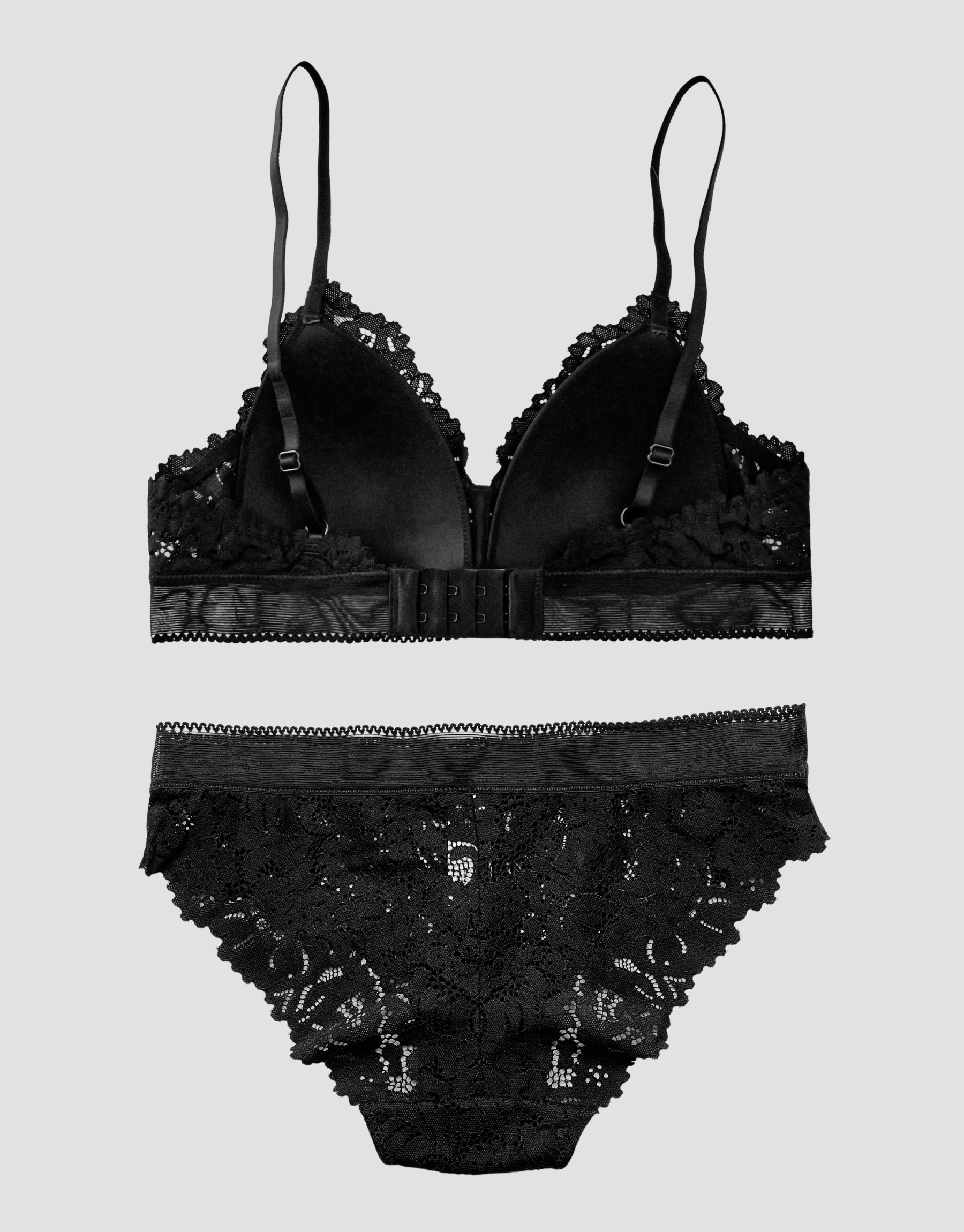 Garden Lace Bralette Set - Black