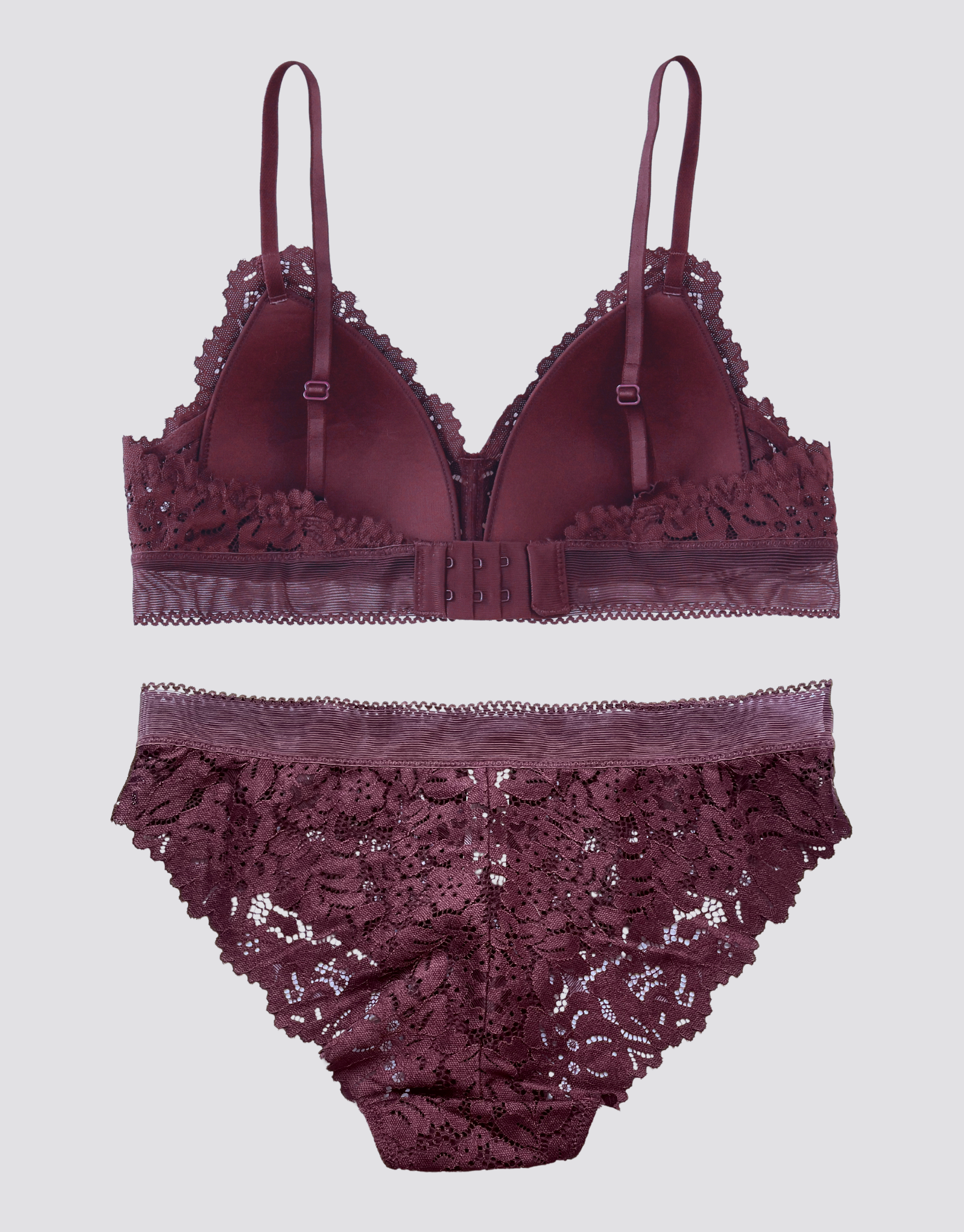 Garden Lace Bralette Set - Burgundy