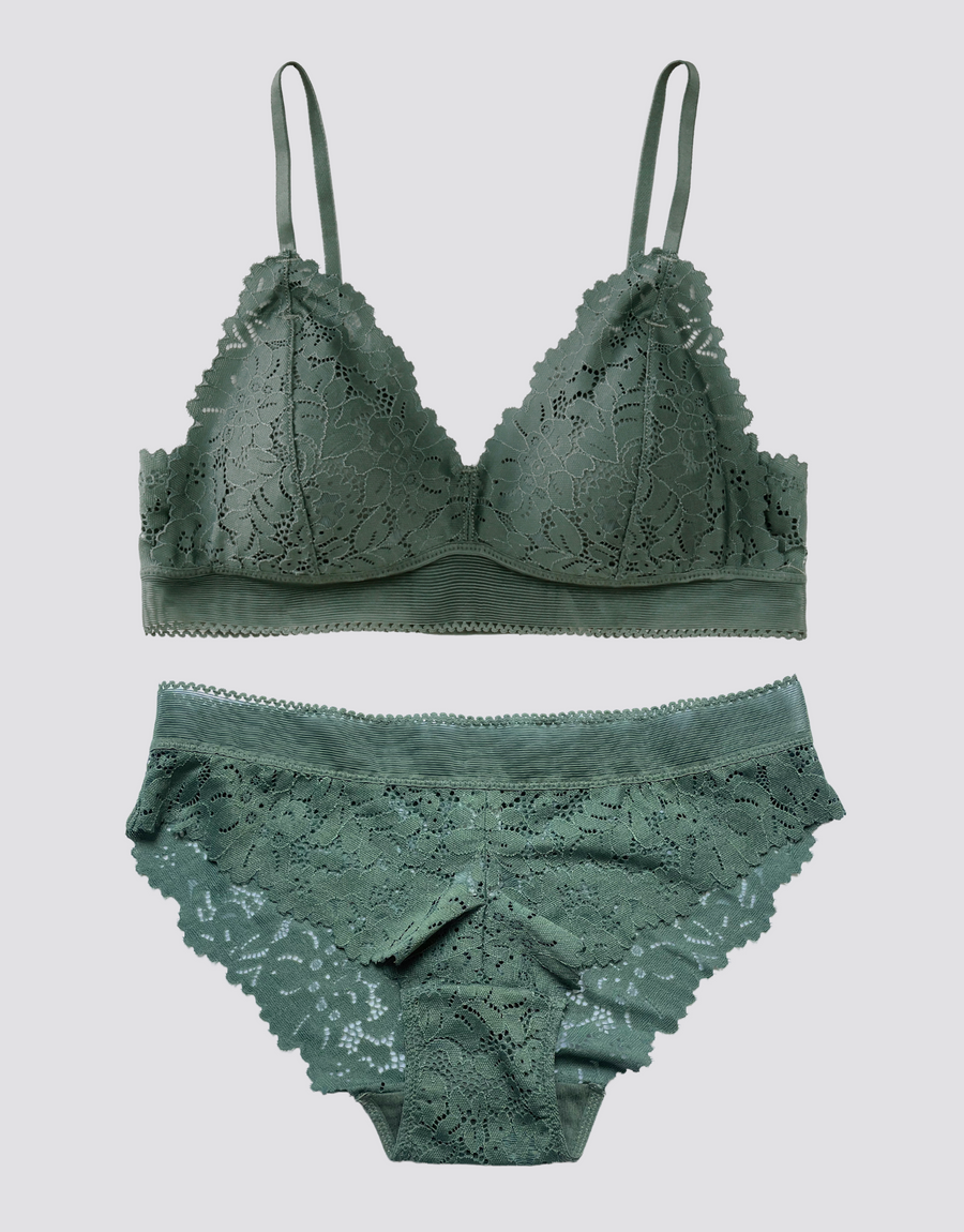 Garden Lace Bralette Set - Forest