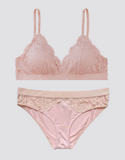 Lace Triangle Bralette Set - Blush