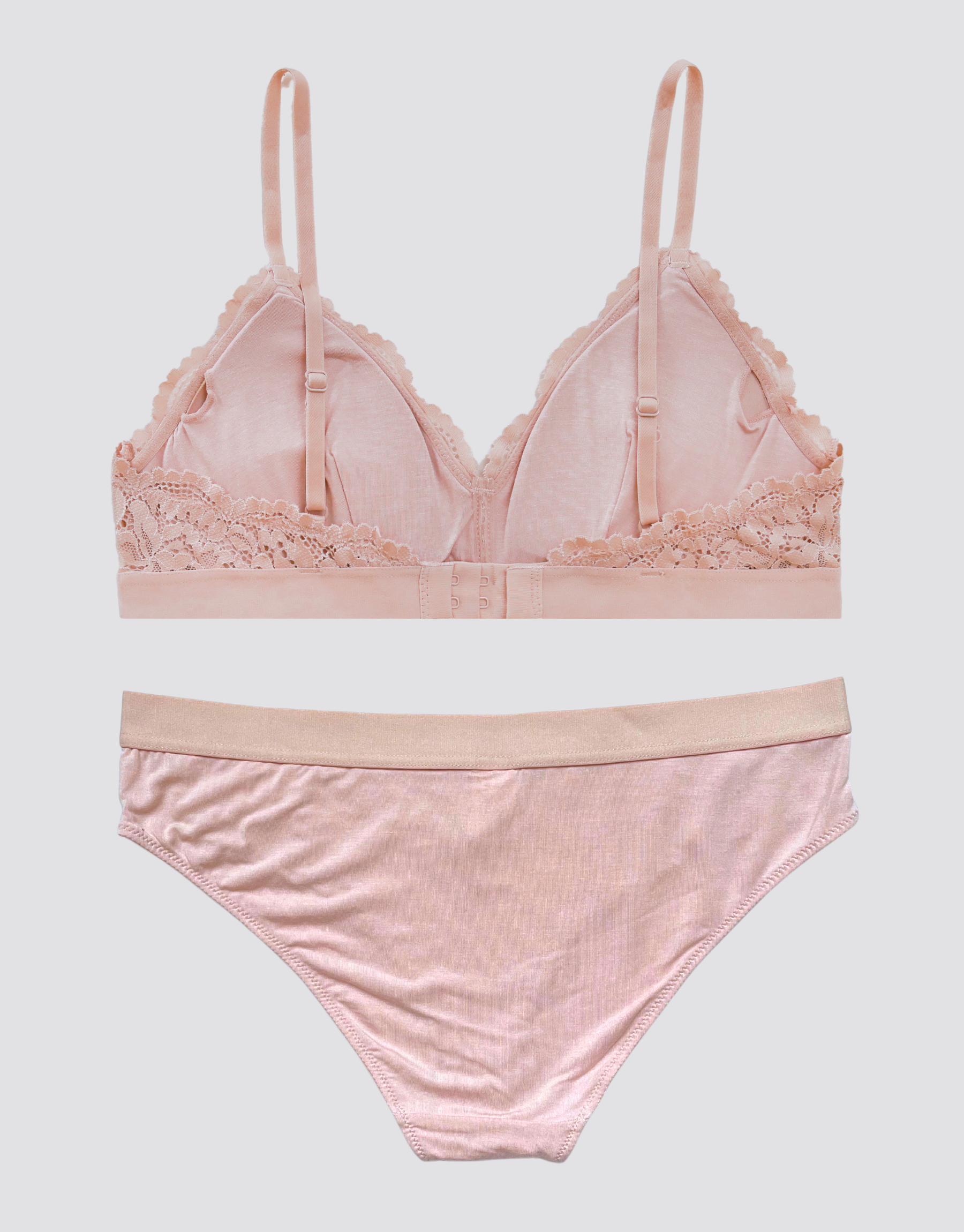 Lace Triangle Bralette Set - Blush