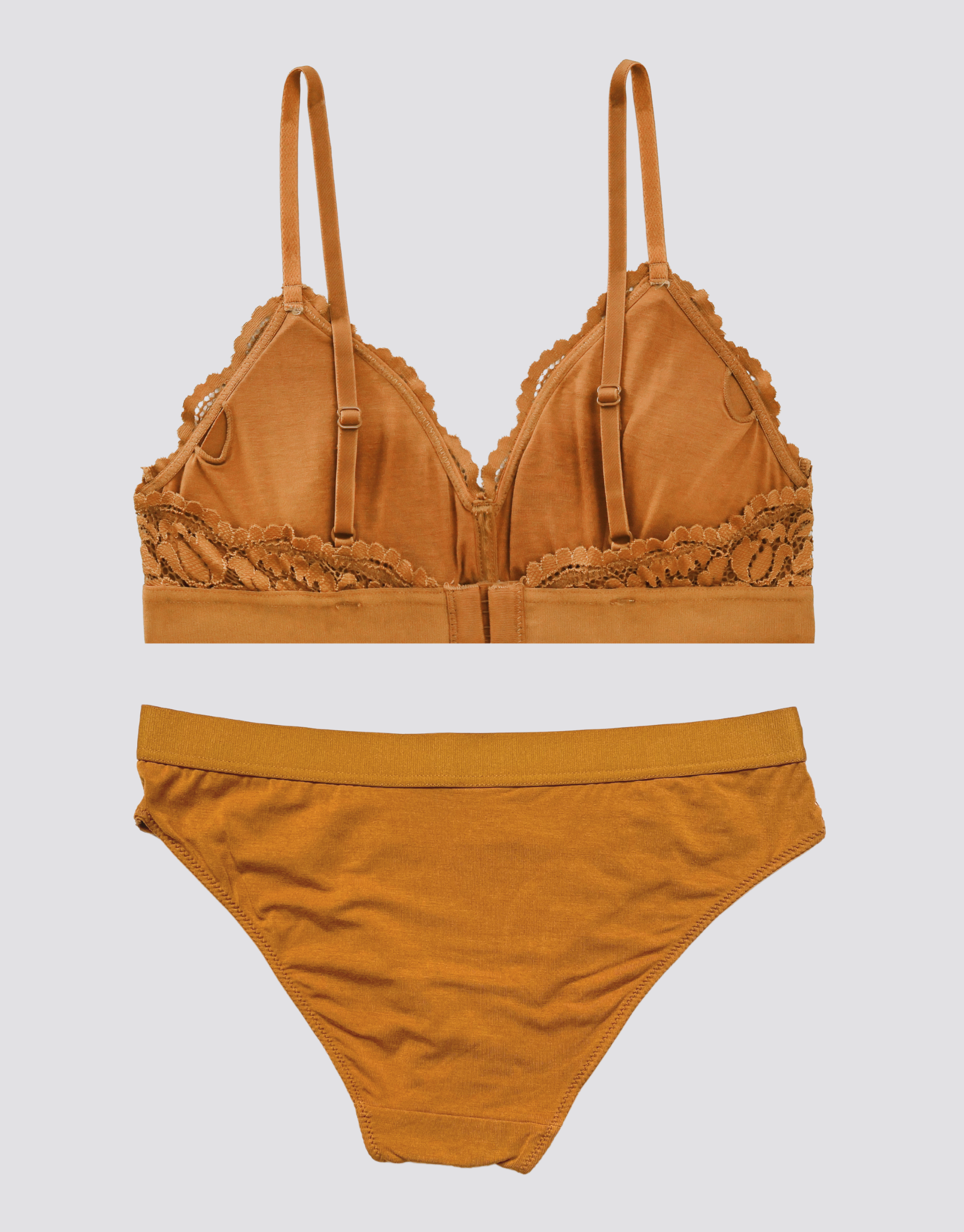 Lace Triangle Bralette Set - Copper