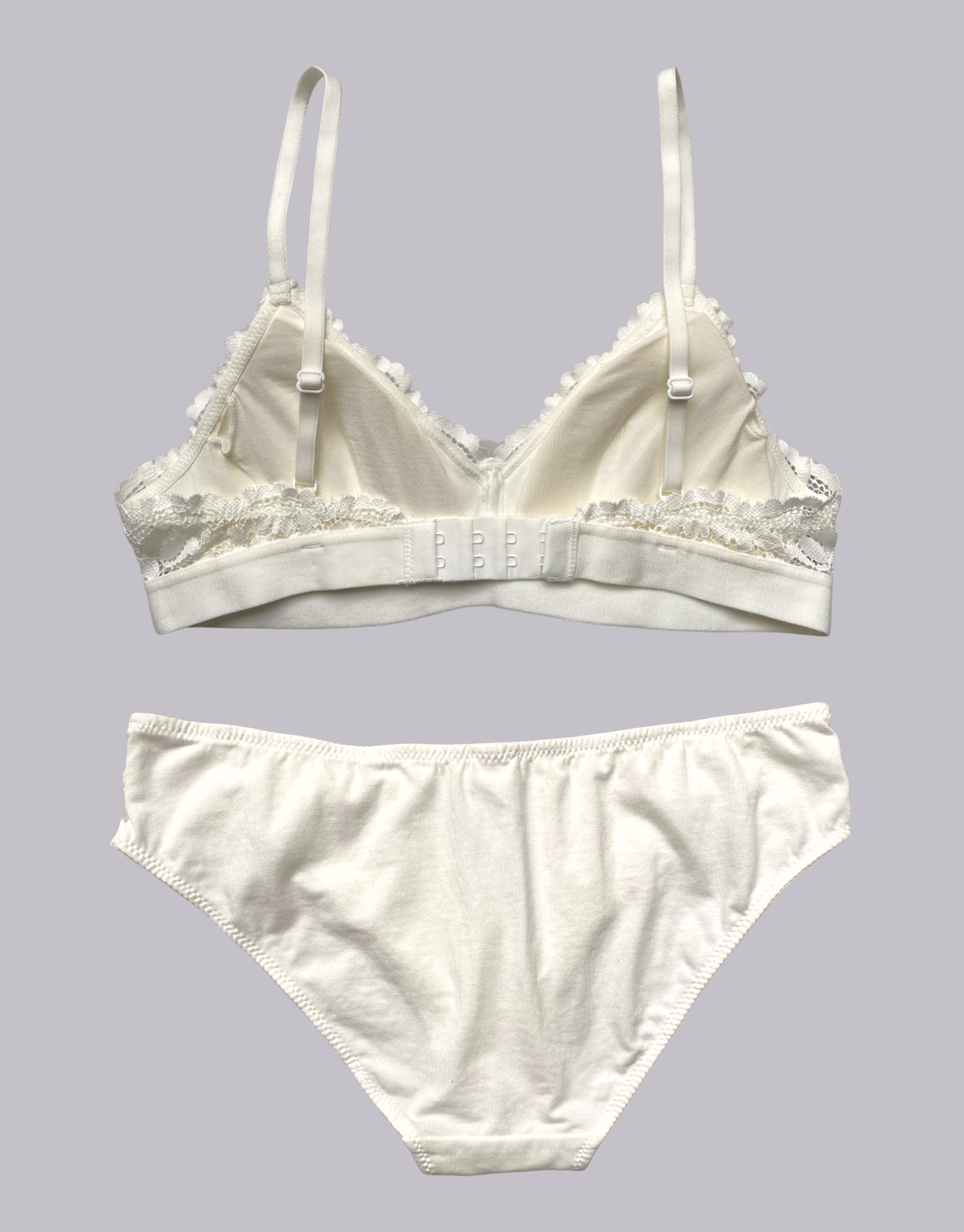 Lace Triangle Bralette Set - Ivory