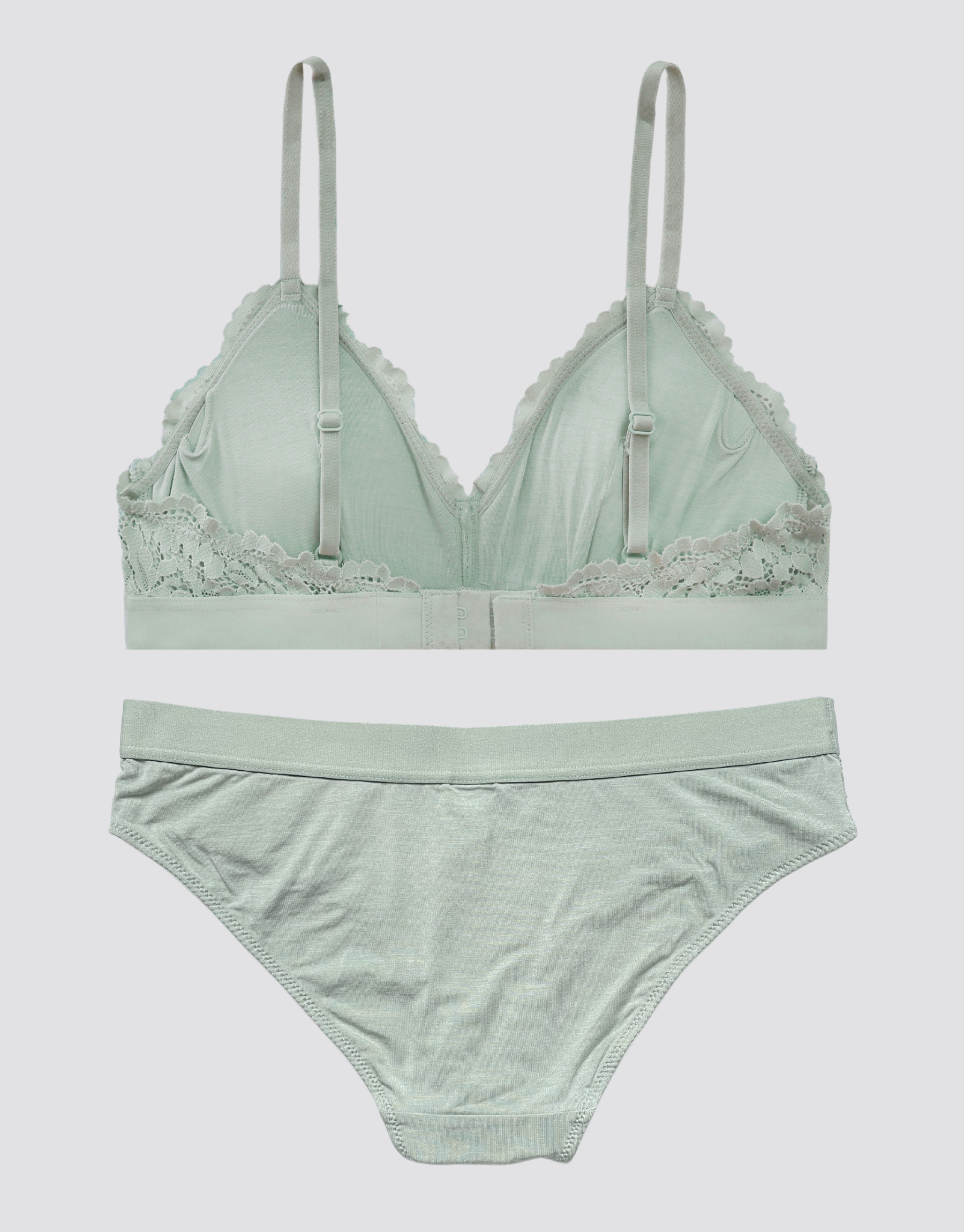 Lace Triangle Bralette Set - Mint