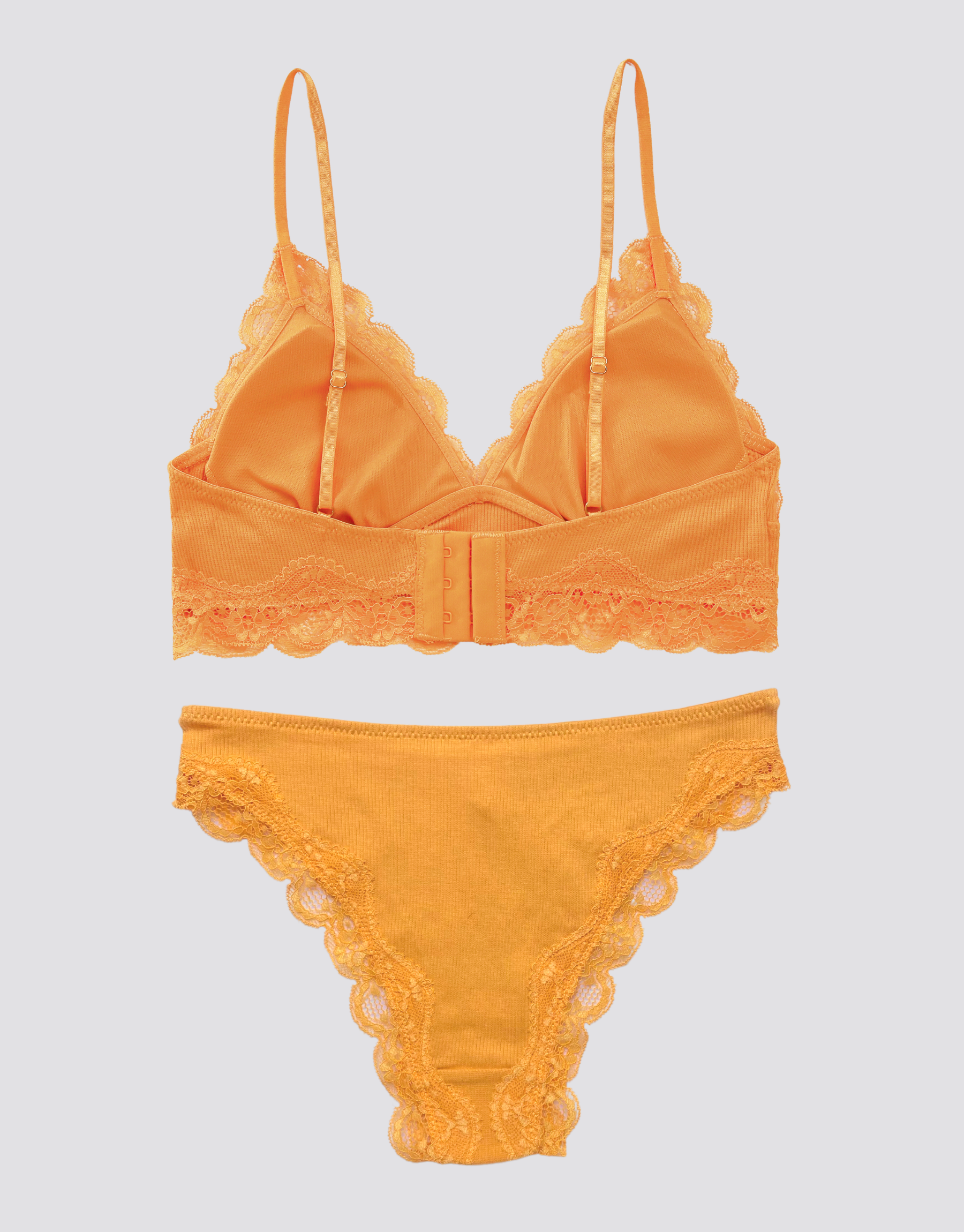 Lace Trim Bralette Set - Sunshine