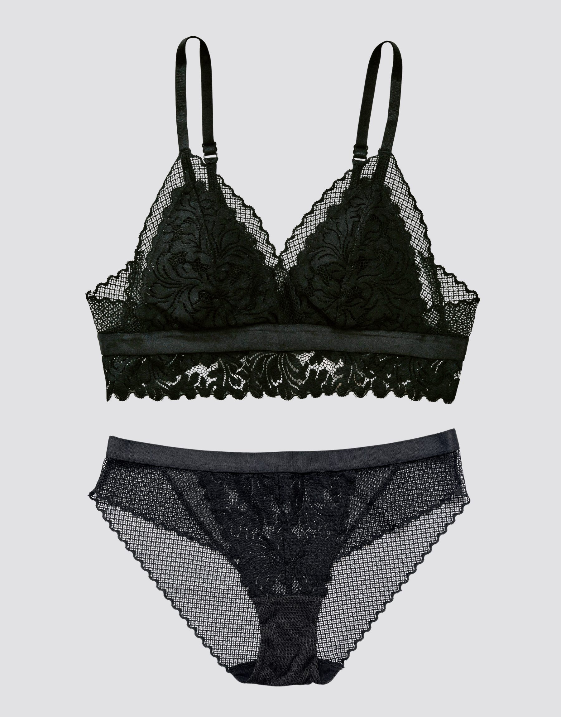 Valentines Black Lace Super Soft Eyelash-Lace Bralette With Giftwrapping  Add The Thong To Make A Beautiful Set by Belle-et-BonBon