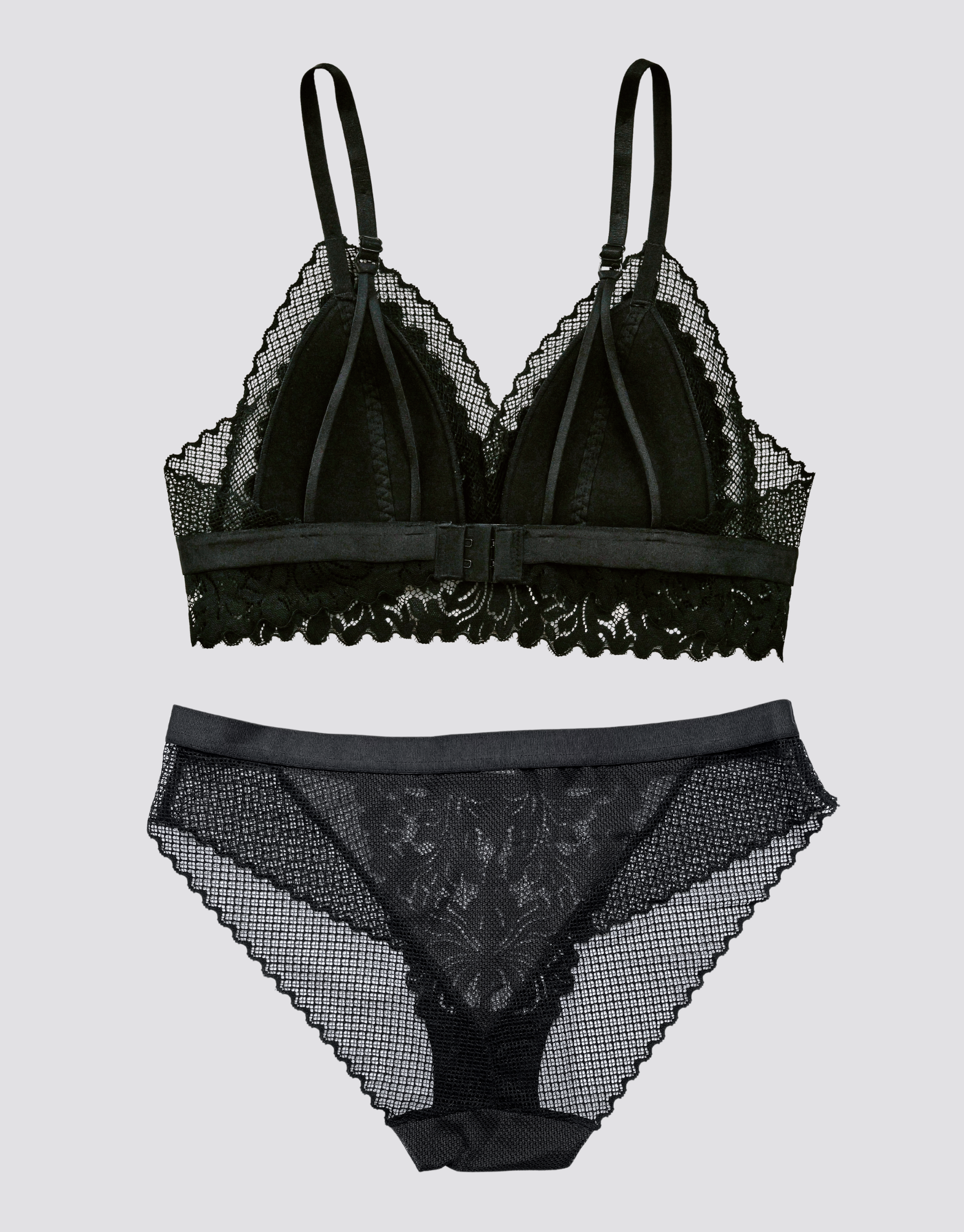 Romantic Lace Bralette Set - Black