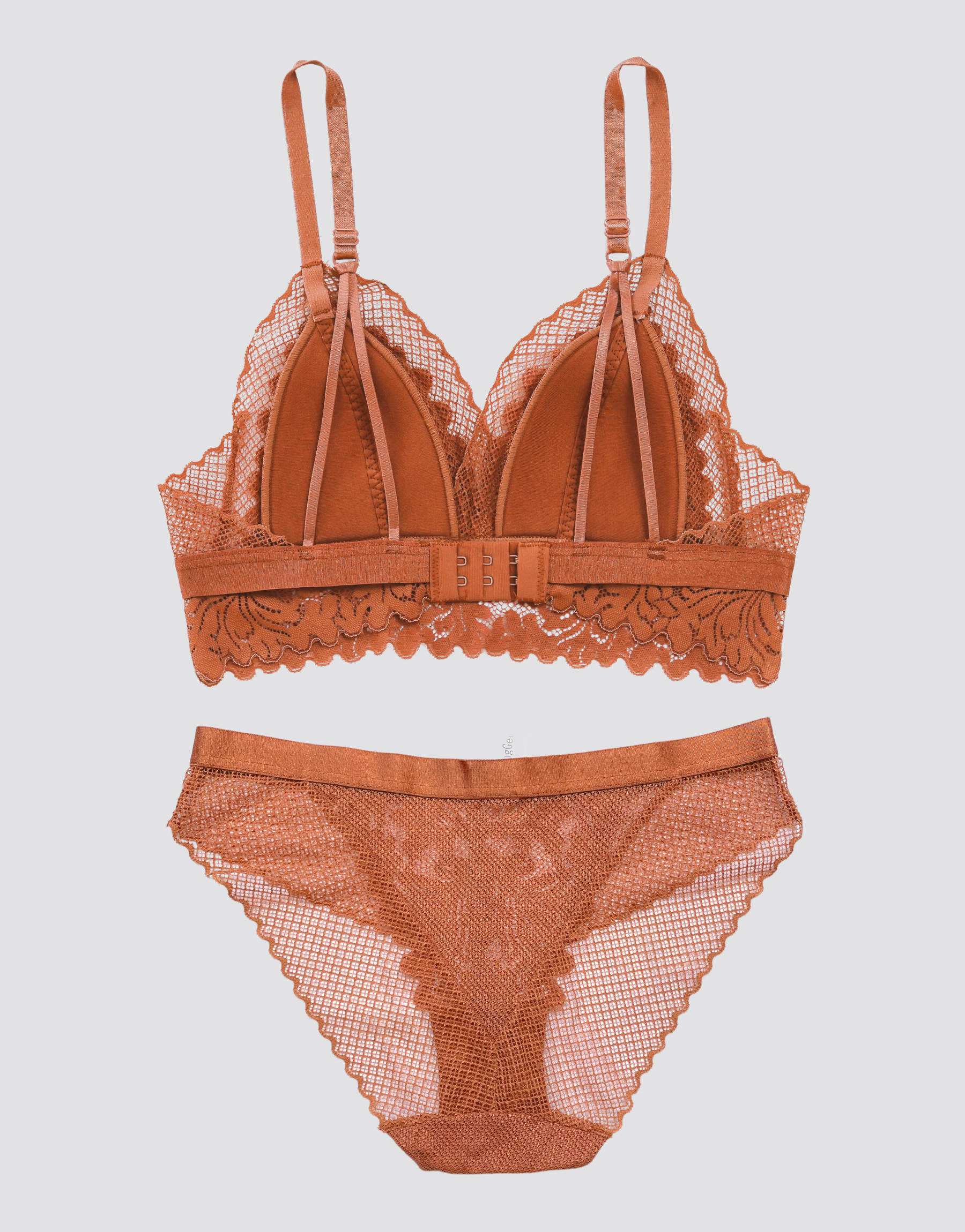 Romantic Lace Bralette Set - Pumpkin