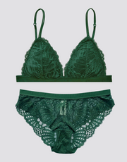 Scallop Lace Triangle Bralette Set - Garden