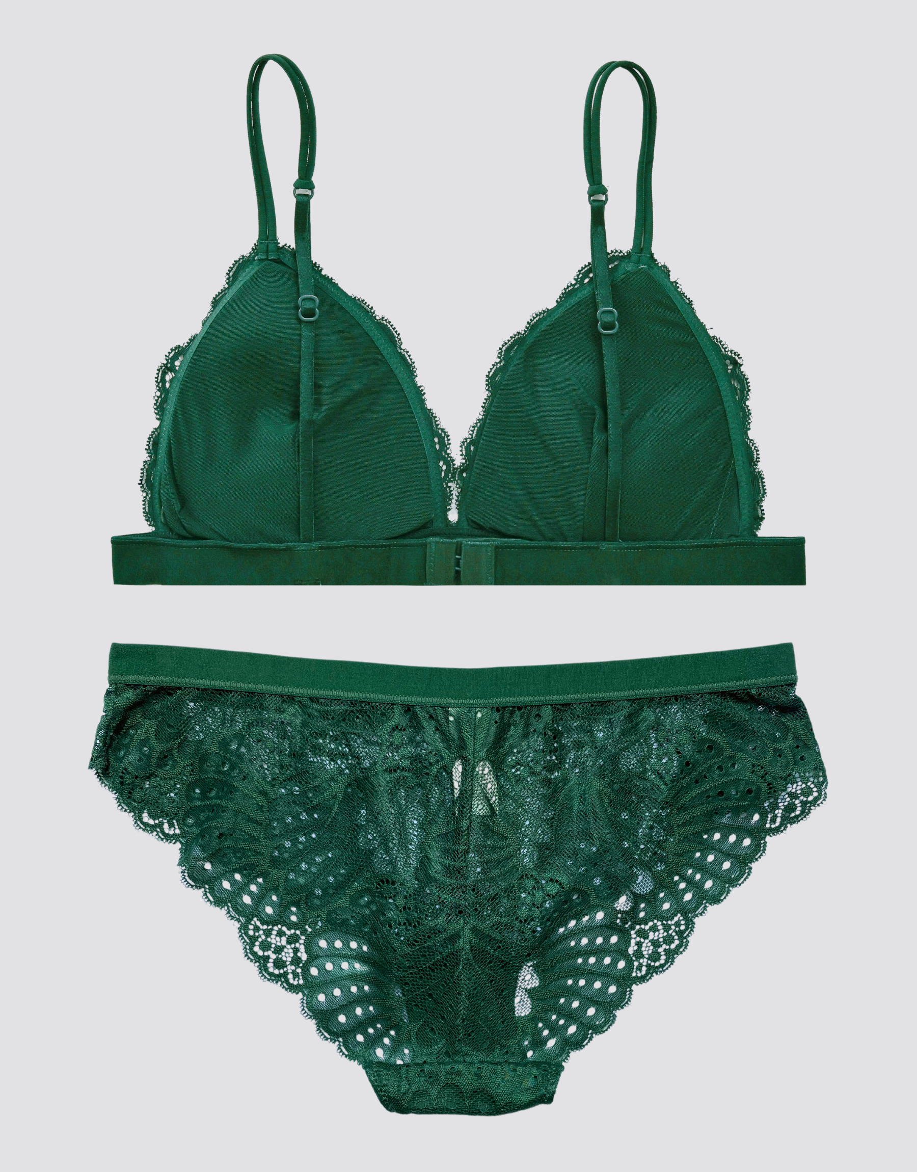 Scallop Lace Triangle Bralette Set - Garden