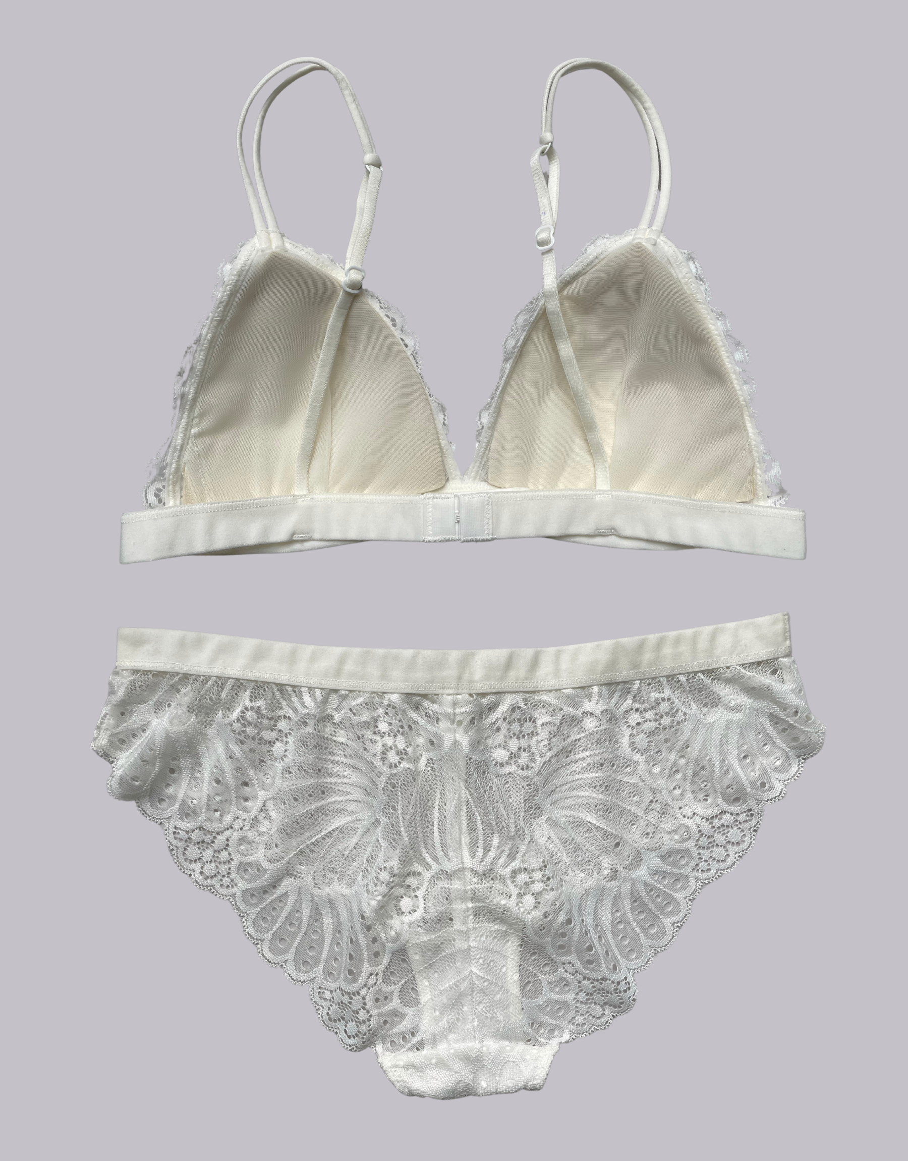 Scallop Lace Triangle Bralette Set - Ivory